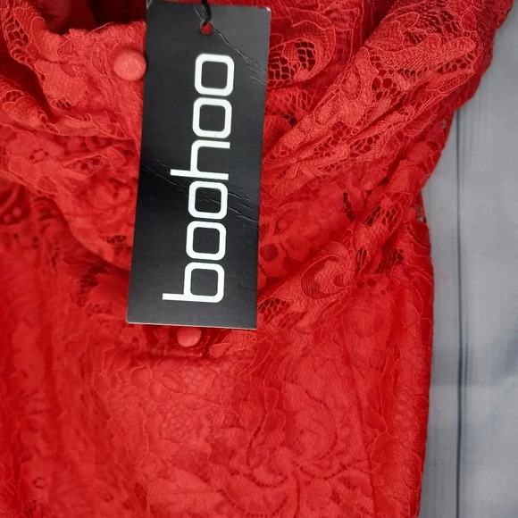 Boohoo mini red lace dress NWT - Picture 8 of 11